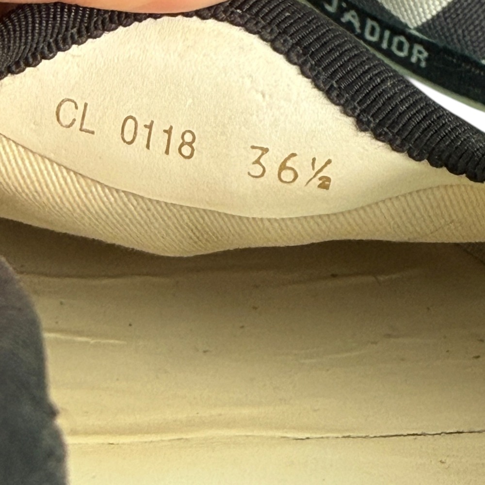 Christian Dior J'Adior Black White Checkerboard Canvas Flats 36.5 CL0118 - Picture 6 of 7
